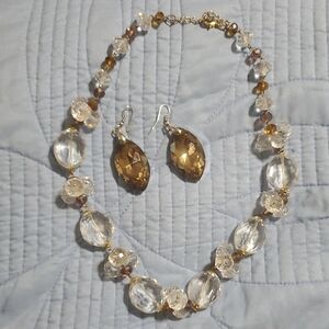 Elegant Crystal and Brown Jewelry Set